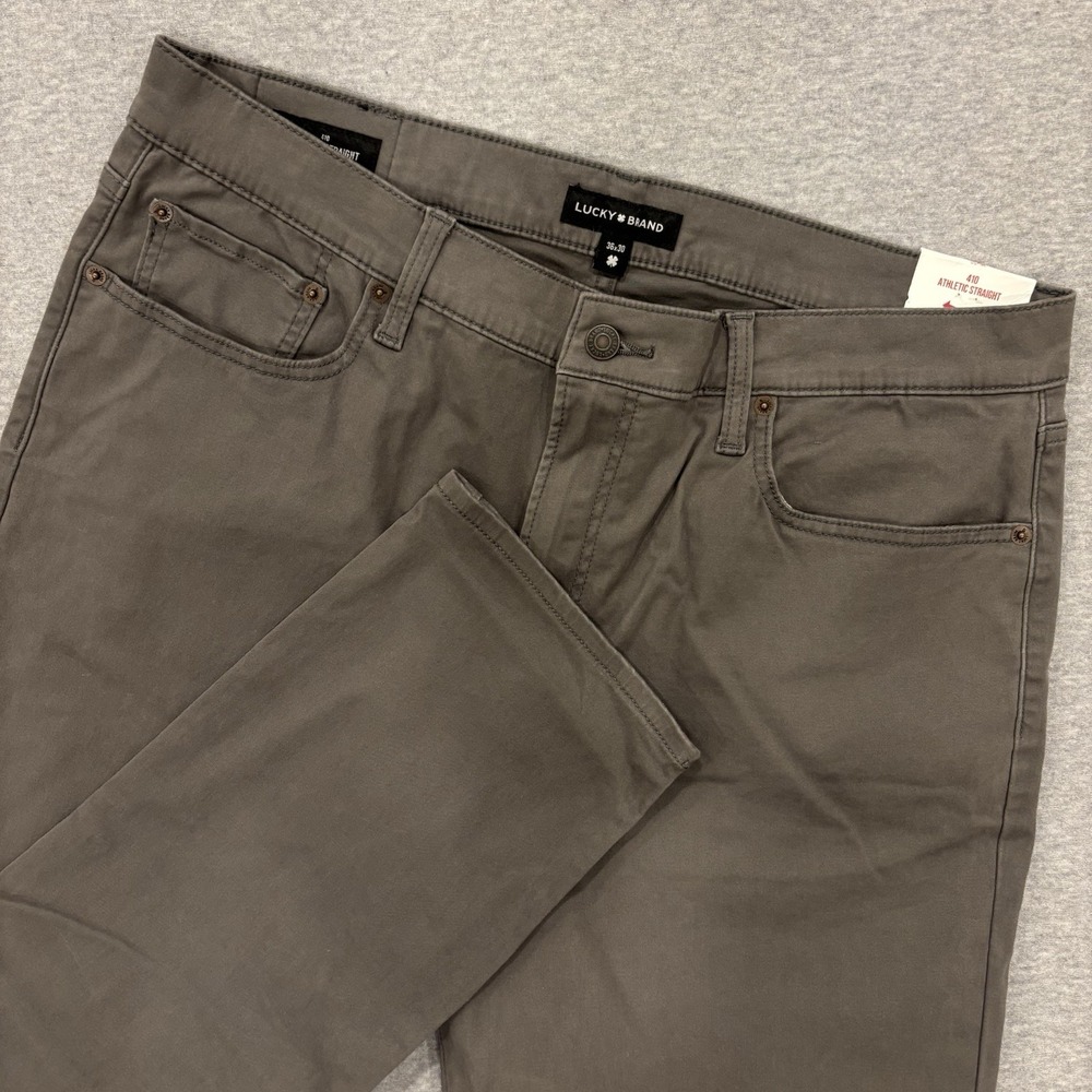 New Lucky Brand 410 Athletic Straight Jeans Mens 36x30 Olive Gray Trousers NWT